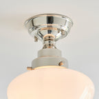 Chelsey 1 Light Ceiling Light - Bright Nickel & Opal Glass
