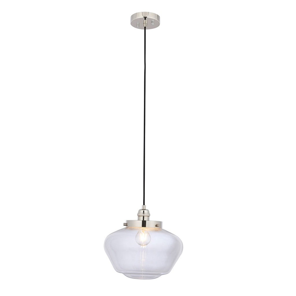 Chelsey 1 Light Pendant Light - Bright Nickel & Clear Glass