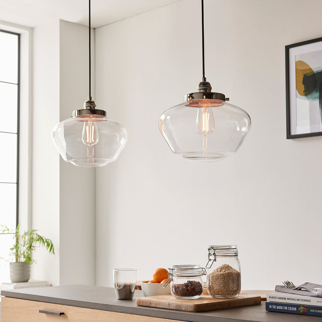 Chelsey 1 Light Pendant Light - Bright Nickel & Clear Glass
