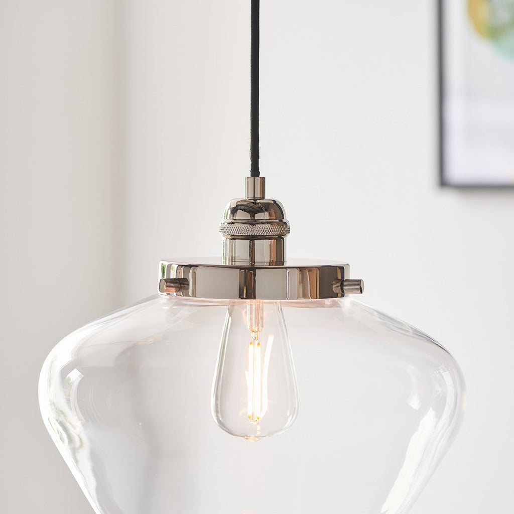 Chelsey 1 Light Pendant Light - Bright Nickel & Clear Glass