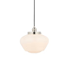 Chelsey 1 Light Pendant Light - Bright Nickel & Opal Glass