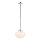 Chelsey 1 Light Pendant Light - Bright Nickel & Opal Glass