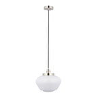 Chelsey 1 Light Pendant Light - Bright Nickel & Opal Glass