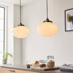 Chelsey 1 Light Pendant Light - Bright Nickel & Opal Glass