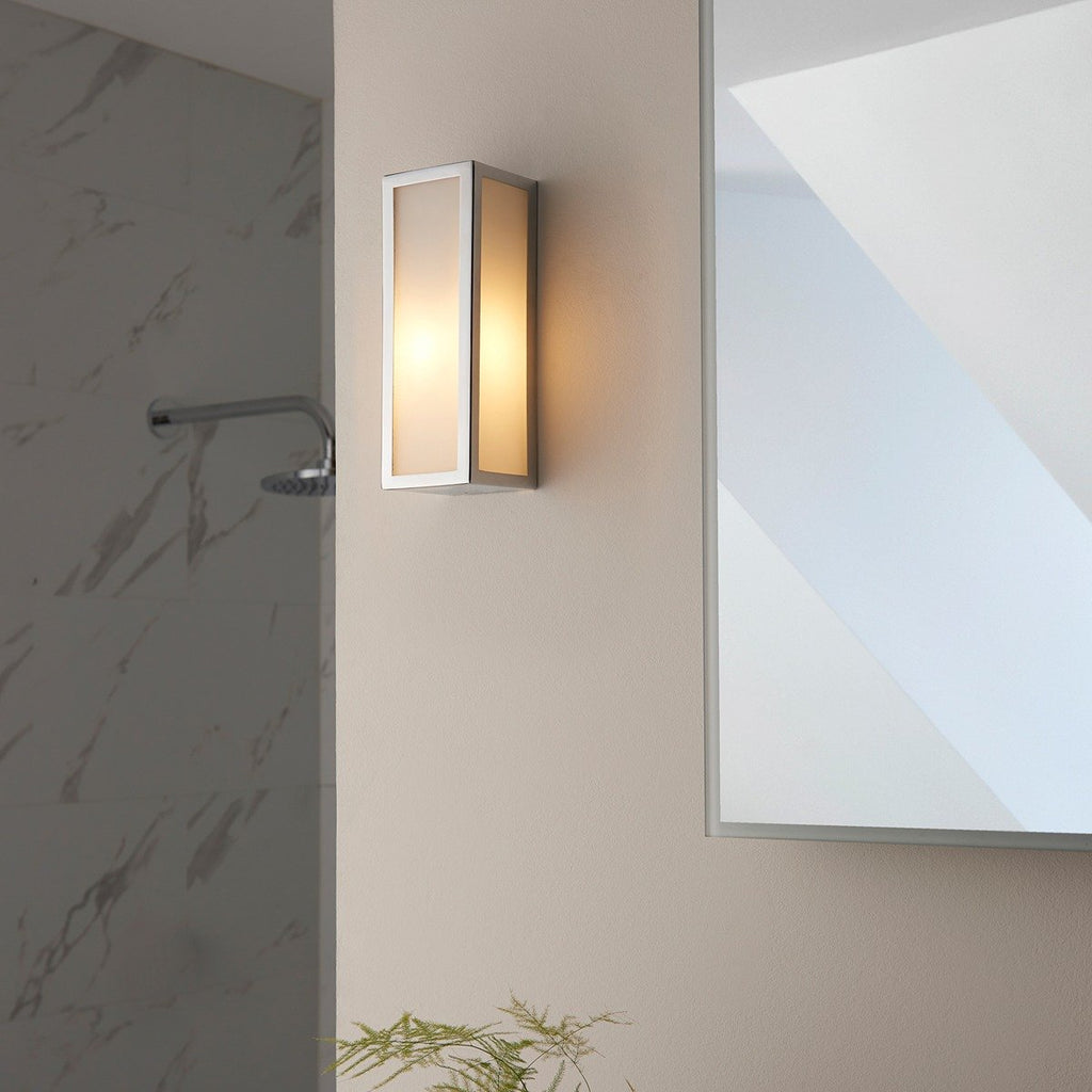 Newham Bathroom Frosted Wall Light - Chrome