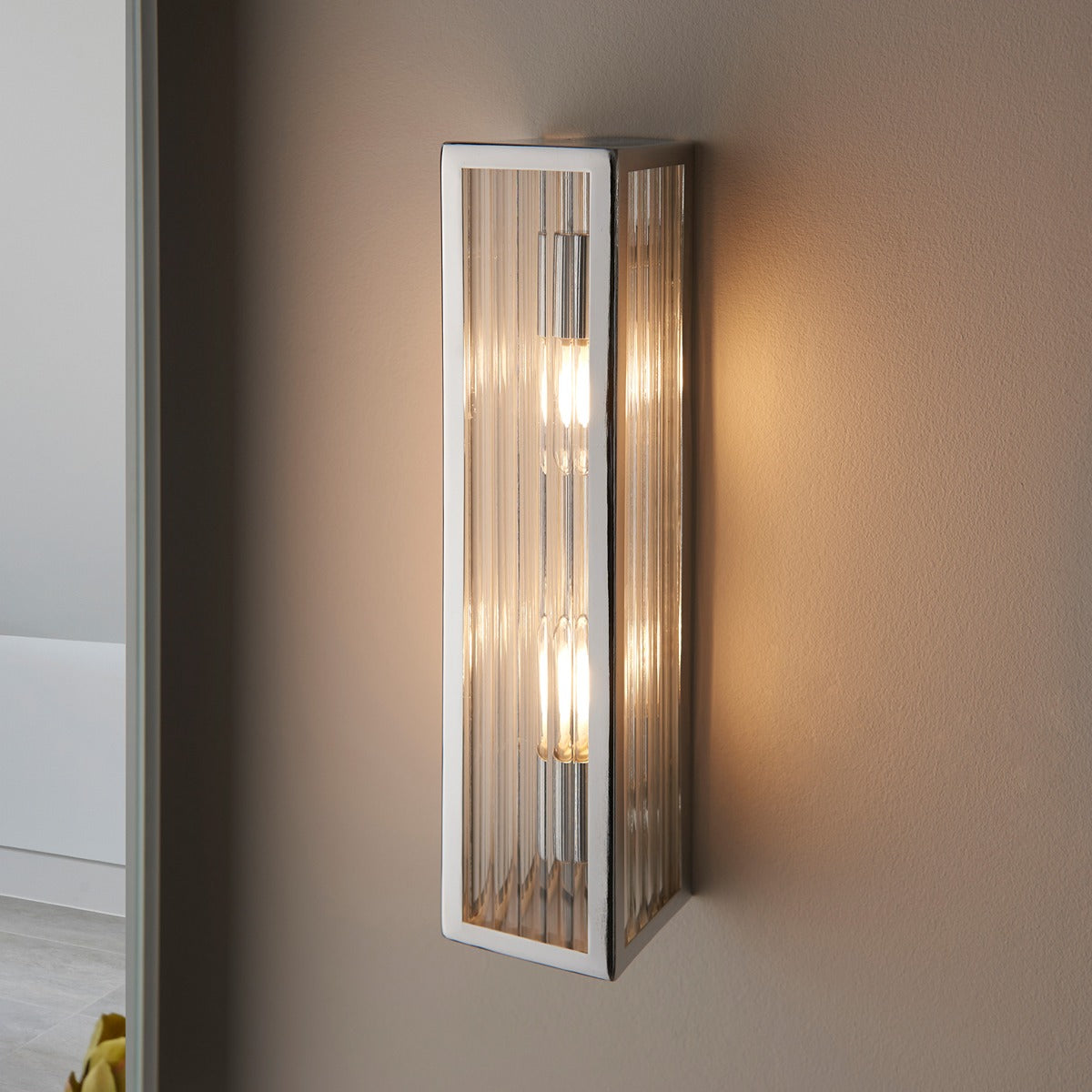Newham Bathroom Clear Wall Light - Chrome
