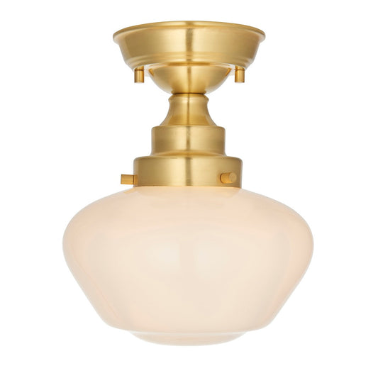 Chelsey 1 Light Ceiling Light - Brass & Opal Glass