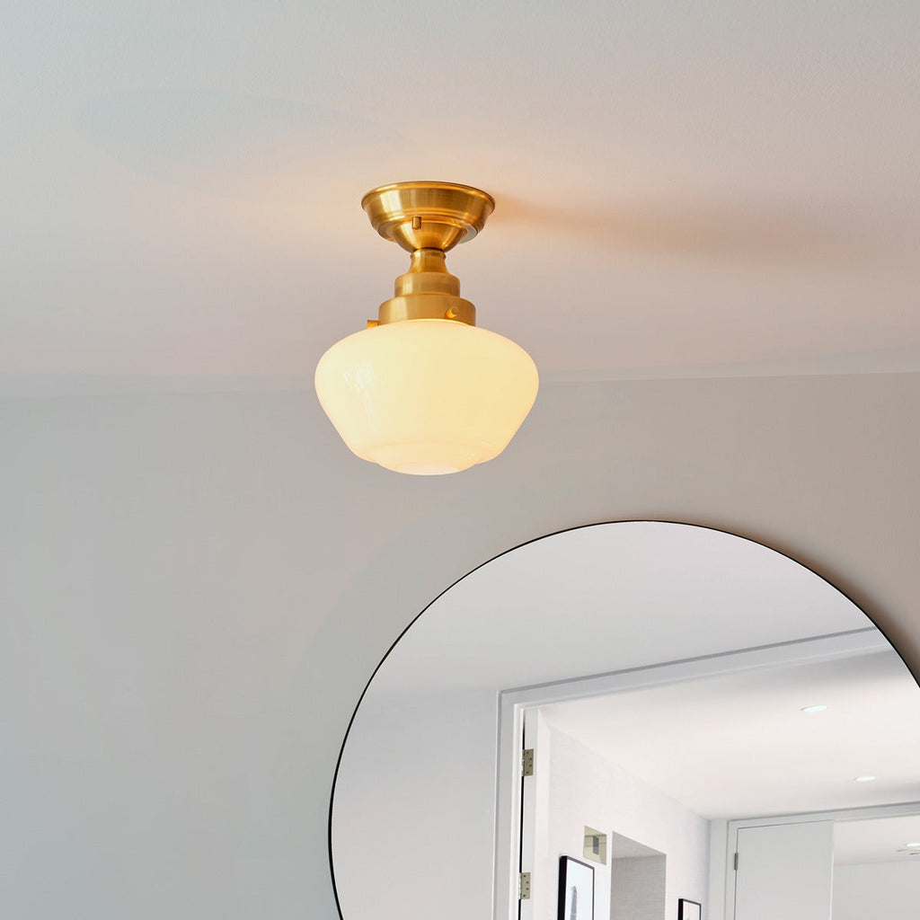 Chelsey 1 Light Ceiling Light - Brass & Opal Glass