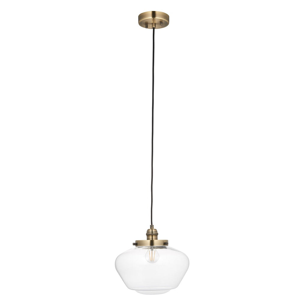 Chelsey 1 Light Pendant Light - Antique Brass & Clear Glass