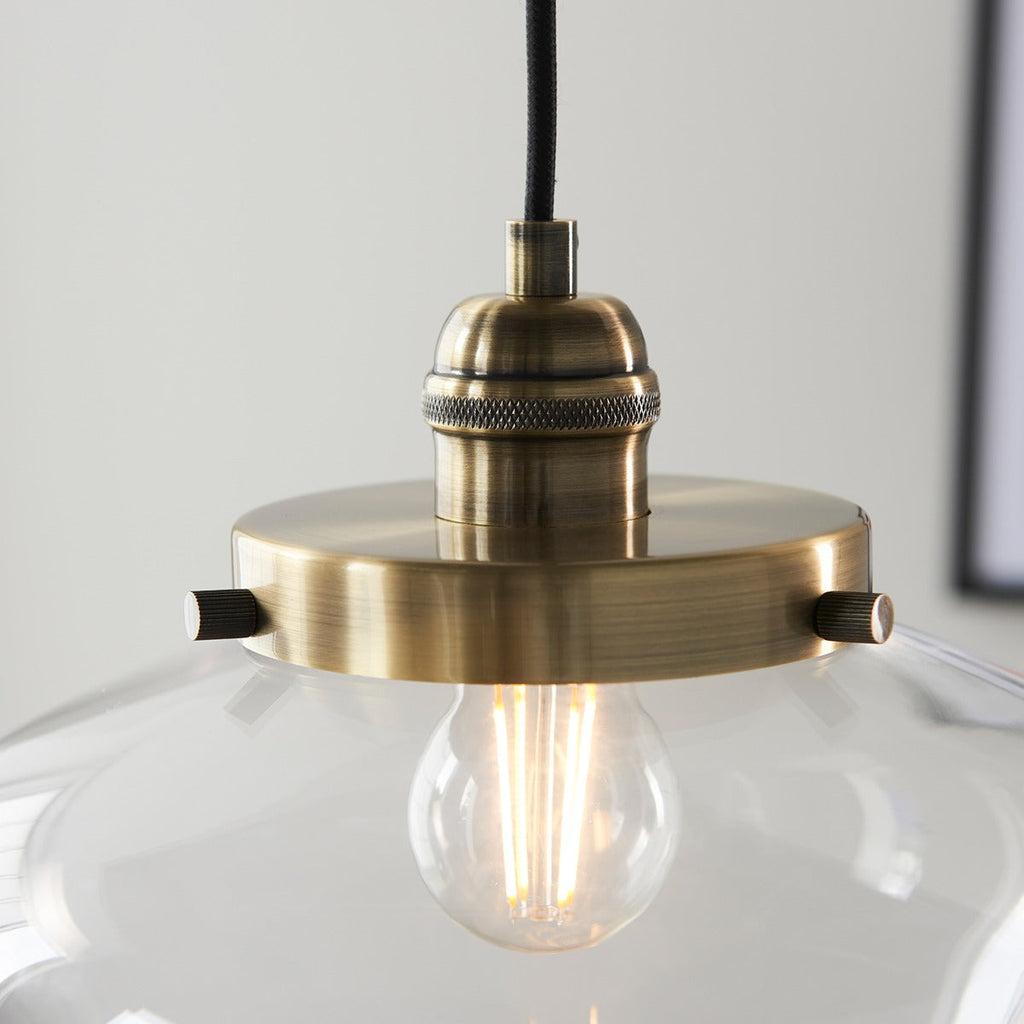 Chelsey 1 Light Pendant Light - Antique Brass & Clear Glass