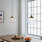 Chelsey 1 Light Pendant Light - Antique Brass & Clear Glass