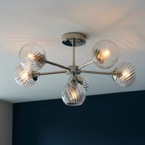 Allegra 6 Ceiling Light - Bright Nickel