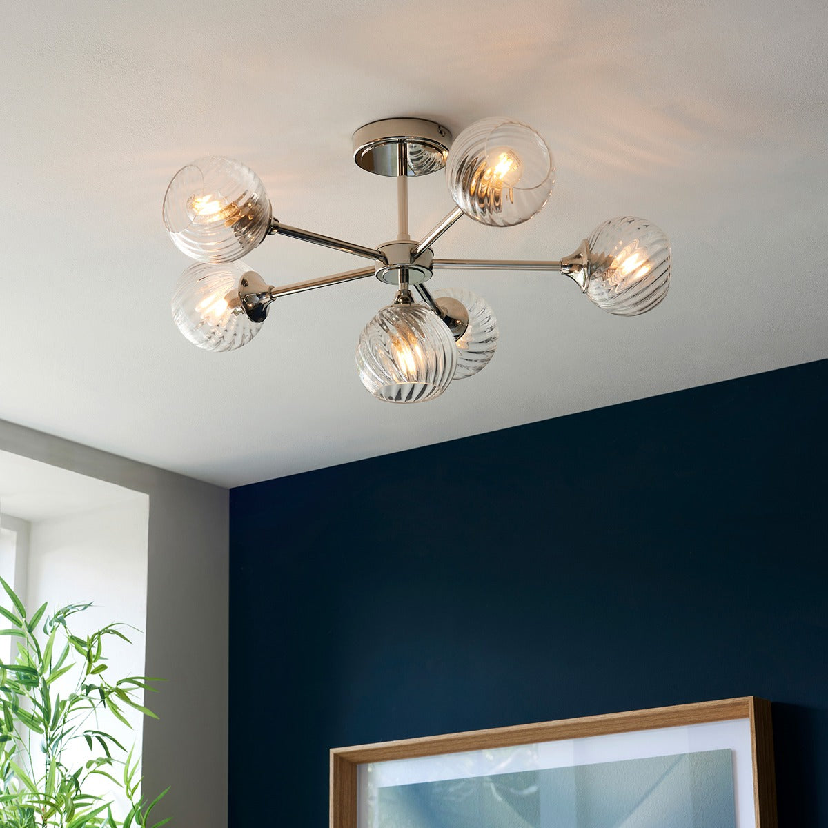 Allegra 6 Ceiling Light - Bright Nickel