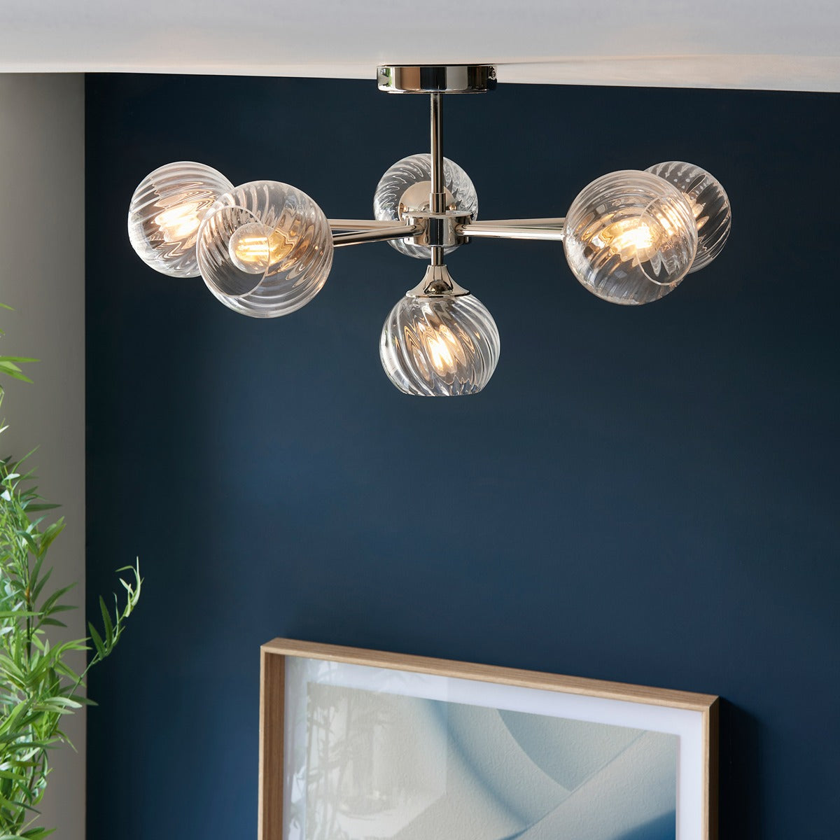 Allegra 6 Ceiling Light - Bright Nickel