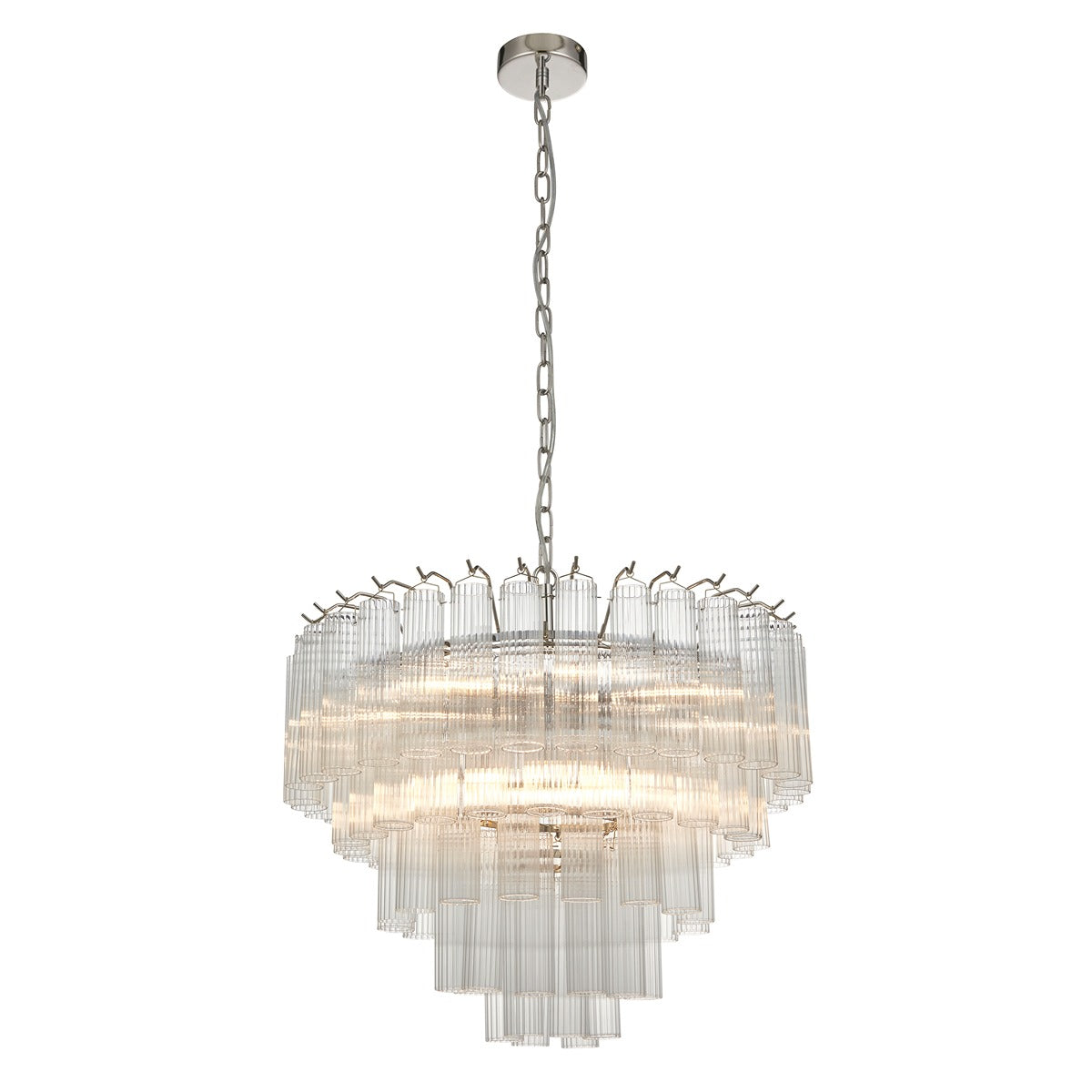 Toulouse Glass Chandelier Pendant Light - Bright Nickel