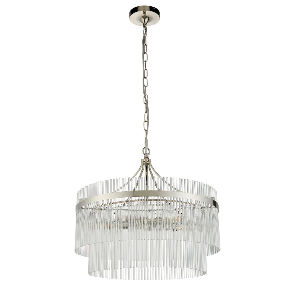 Marietta Glass 5 Pendant Light - Bright Nickel