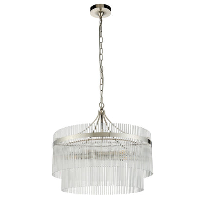 Marietta Glass 5 Pendant Light - Bright Nickel