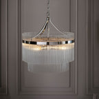 Marietta Glass 5 Pendant Light - Bright Nickel