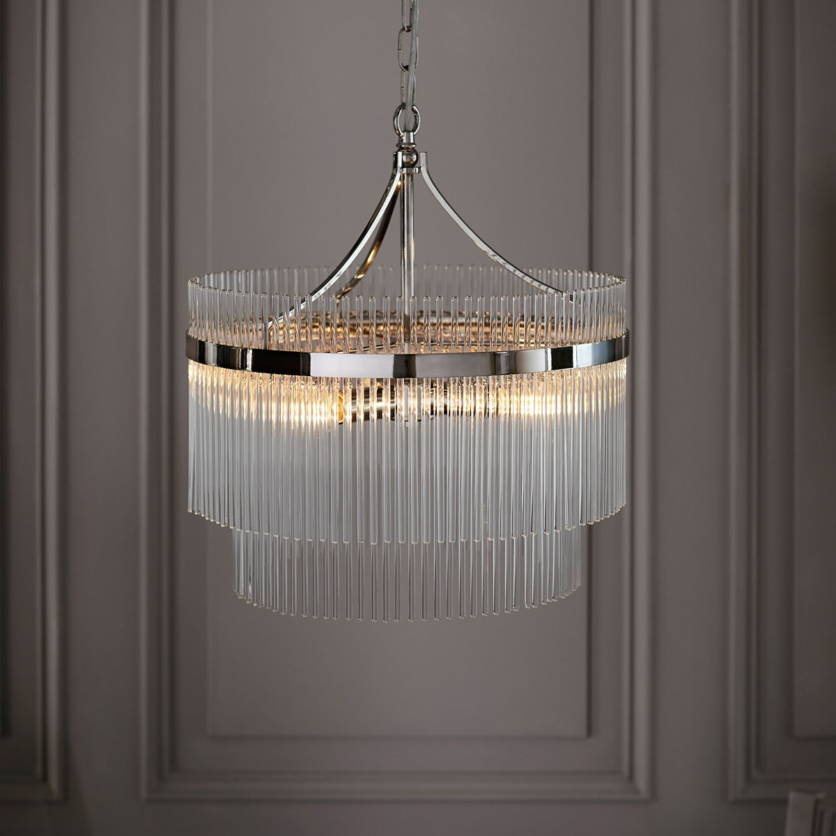 Marietta Glass 5 Pendant Light - Bright Nickel