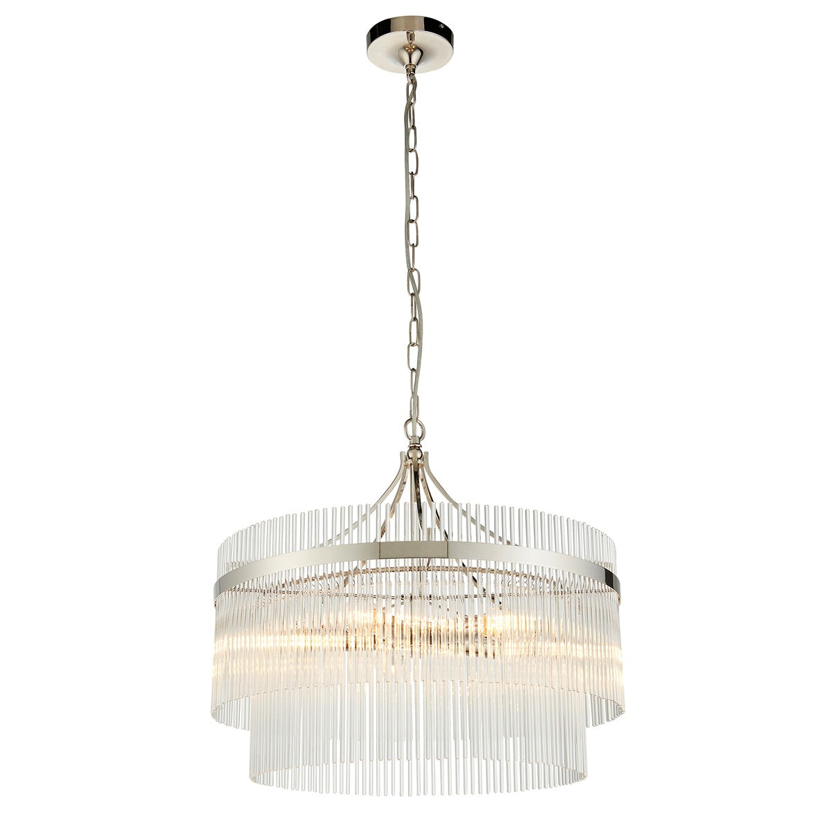 Marietta Glass 5 Pendant Light - Bright Nickel