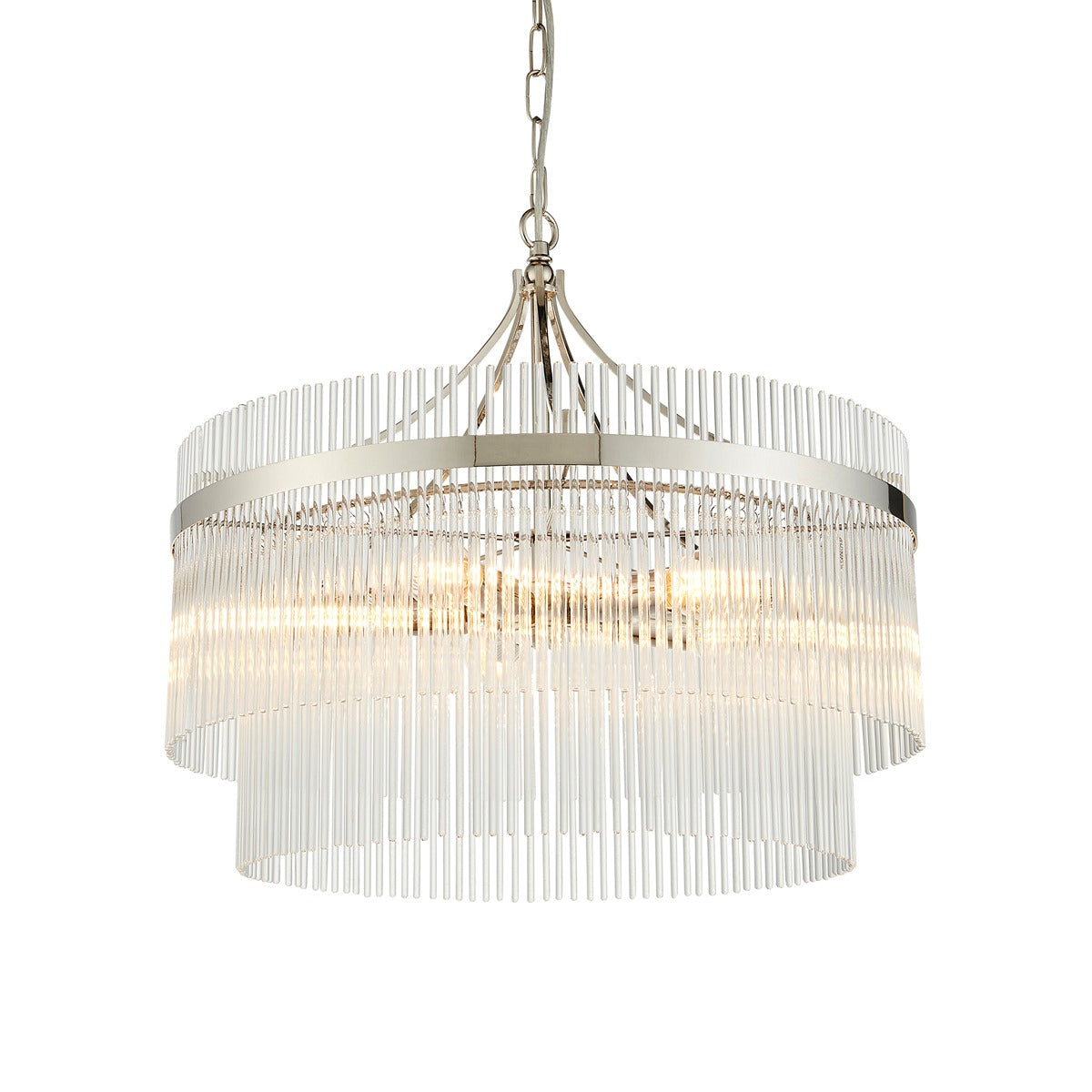 Marietta Glass 5 Pendant Light - Bright Nickel