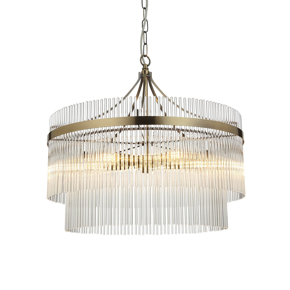 Marietta Glass 5 Pendant Light - Bright Nickel