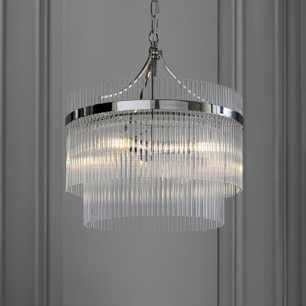 Marietta Glass 3 Pendant Light - Bright Nickel