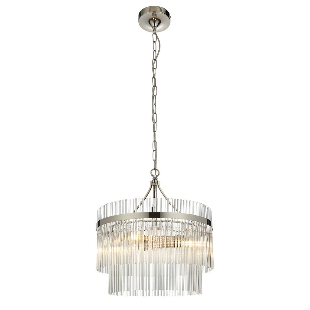 Marietta Glass 3 Pendant Light - Bright Nickel