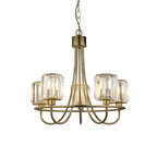 Berenice 5 Faceted Glass Ceiling Light - Antique Brass