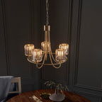Berenice 5 Faceted Glass Ceiling Light - Antique Brass