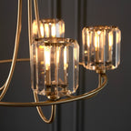 Berenice 5 Faceted Glass Ceiling Light - Antique Brass