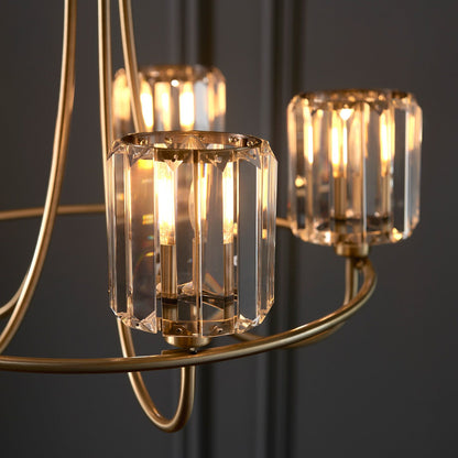 Berenice 5 Faceted Glass Ceiling Light - Antique Brass
