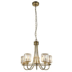 Berenice 5 Faceted Glass Ceiling Light - Antique Brass