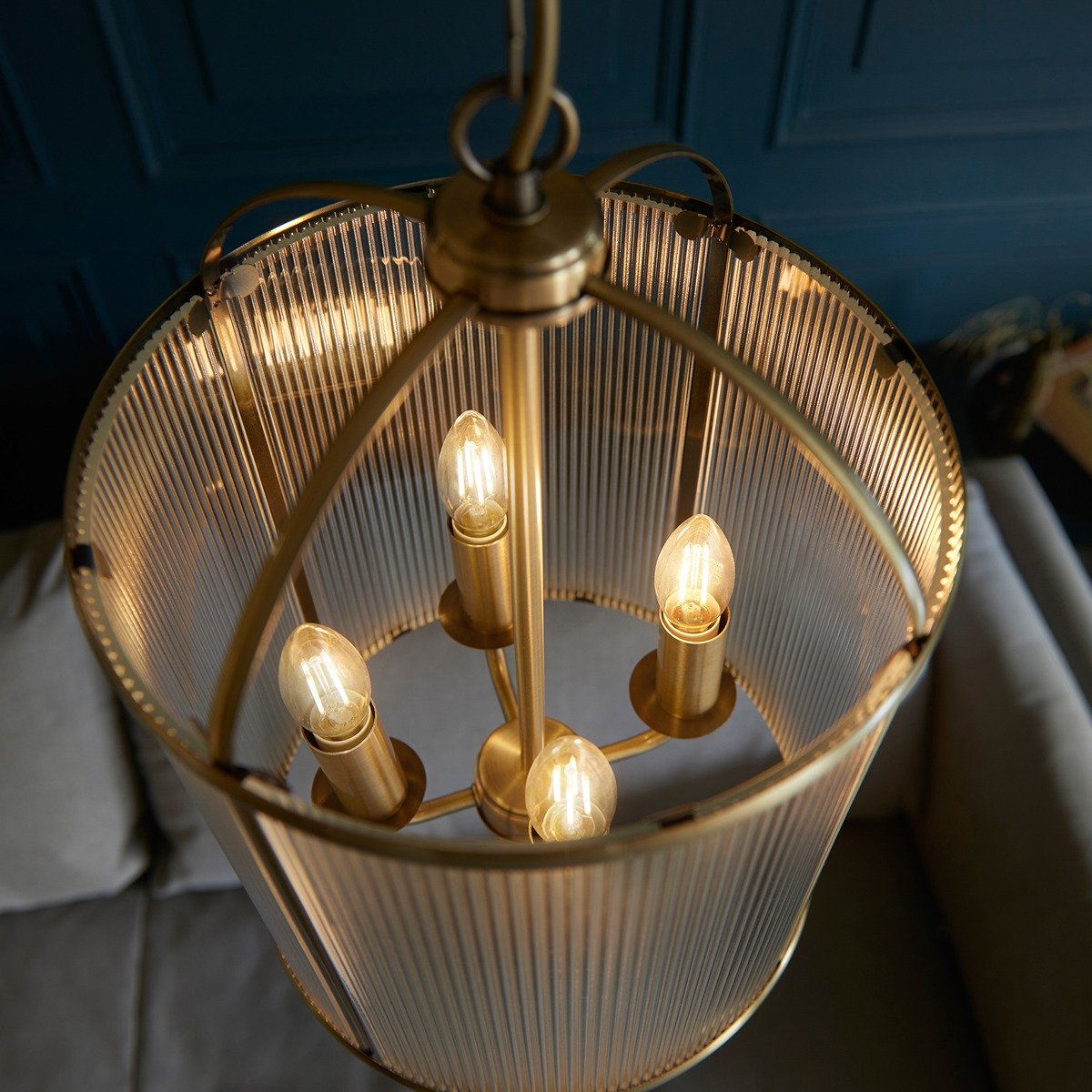 Lambeth 4 Ribbed Pendant Light