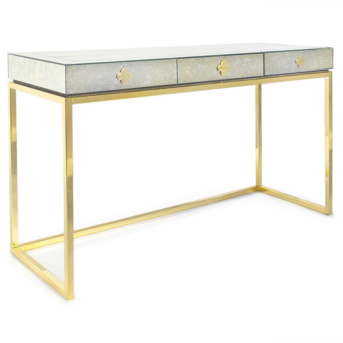 Delphine Desk - Antique Mirror & Brass