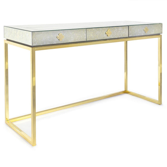 Delphine Desk - Antique Mirror & Brass