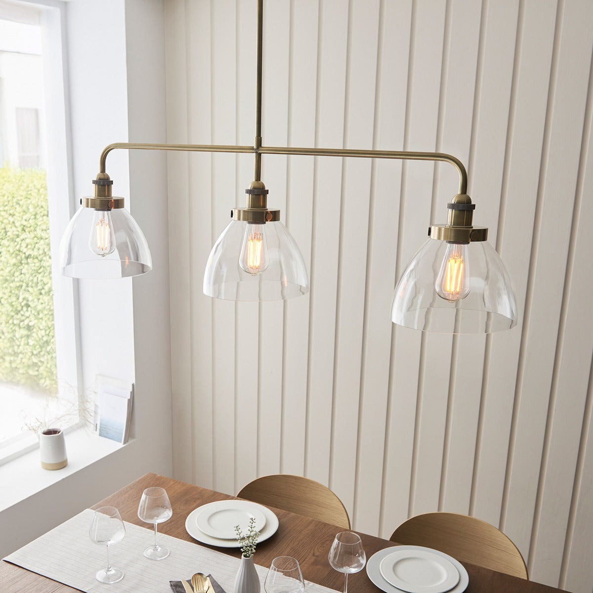 Hendon 3 Light Pendant Light - Antique Brass
