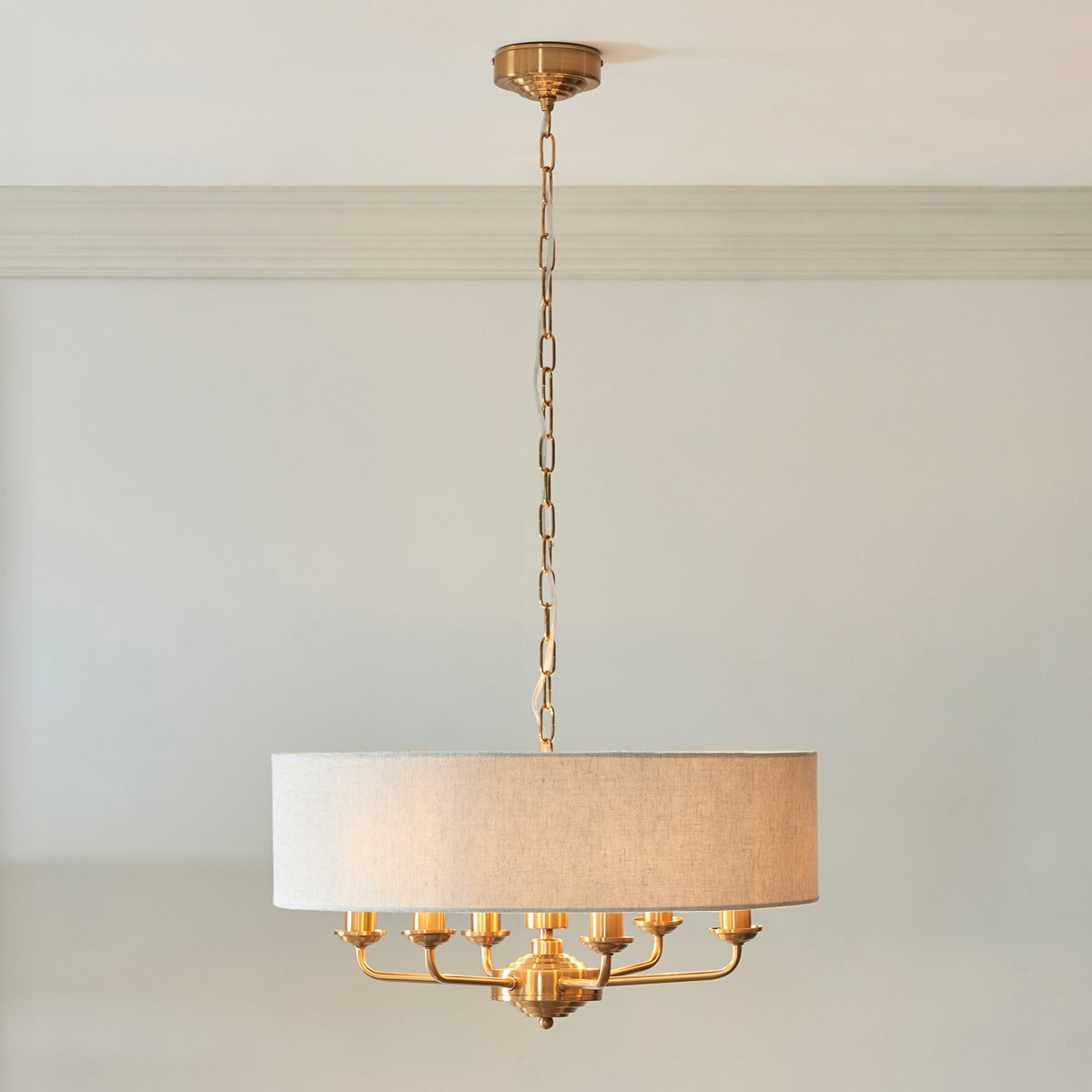Hiden 6 Light Pendant Light - Vintage Brass