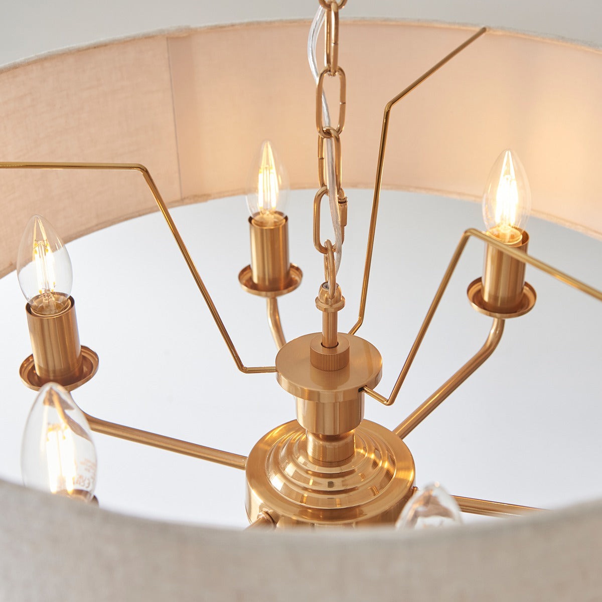 Hiden 6 Light Pendant Light - Vintage Brass