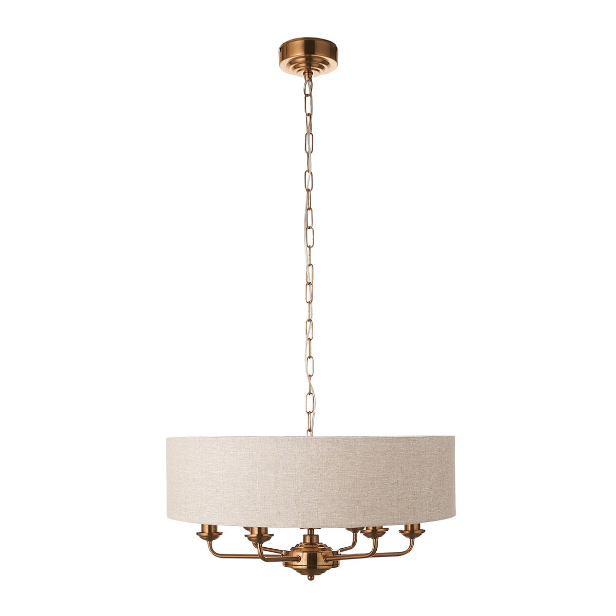 Hiden 6 Light Pendant Light - Vintage Brass