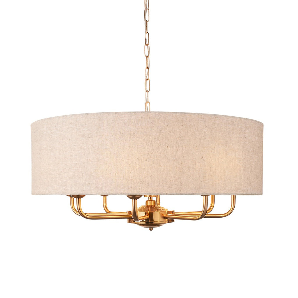 Hiden 8 Light Pendant Light - Vintage Brass