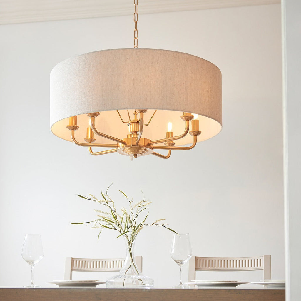 Hiden 8 Light Pendant Light - Vintage Brass