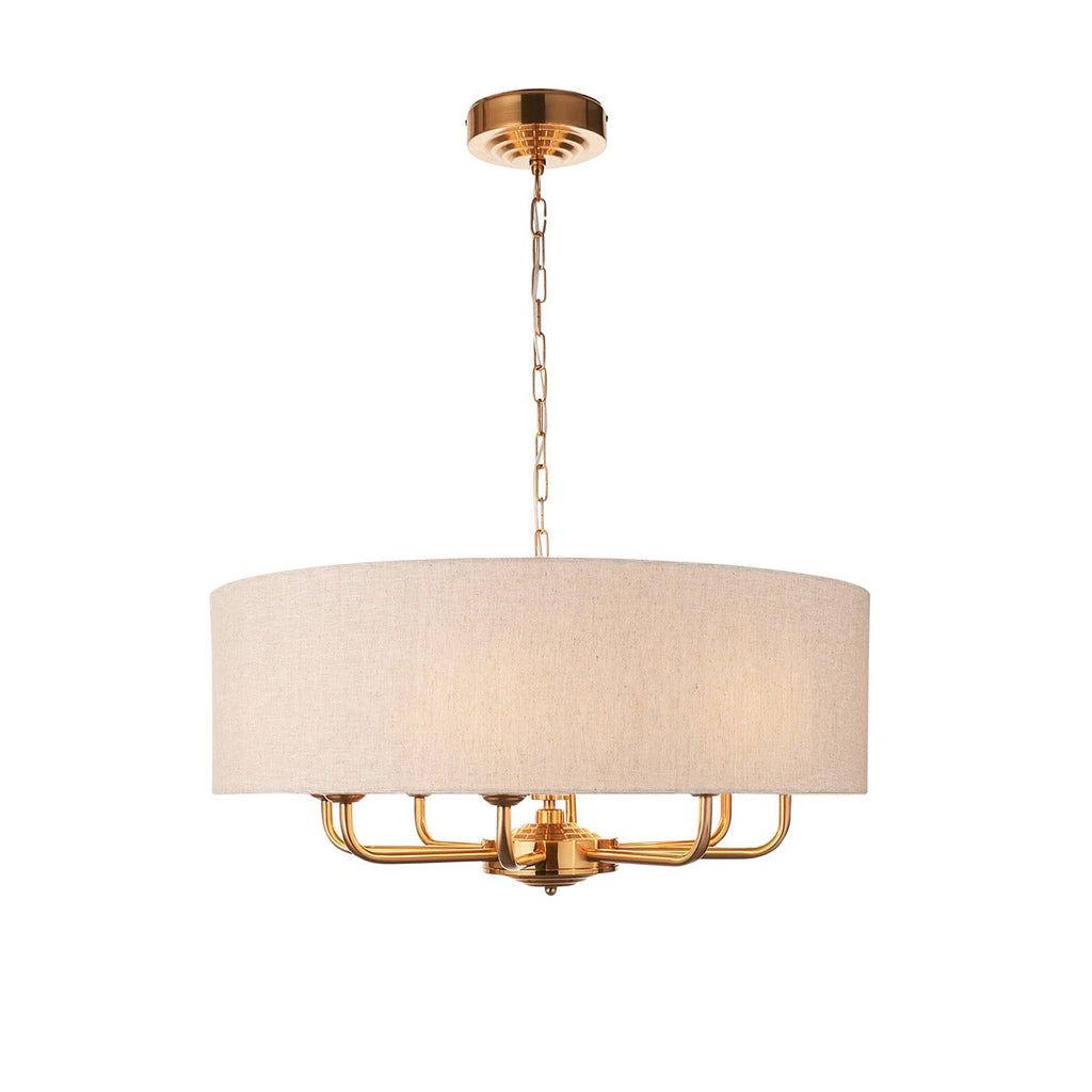 Hiden 8 Light Pendant Light - Vintage Brass