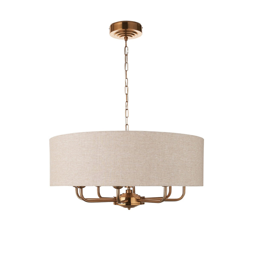 Hiden 8 Light Pendant Light - Vintage Brass