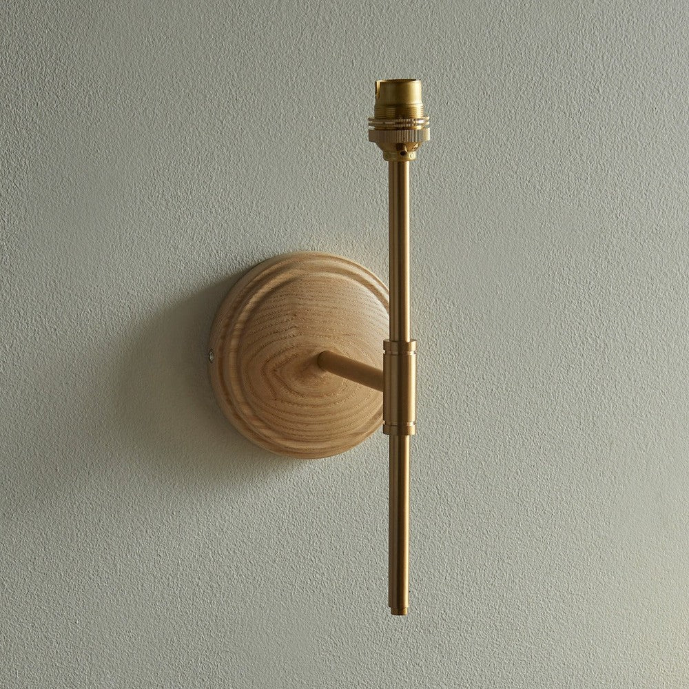 Wood T Bar 1 Wall Light - Brushed Aged Brass