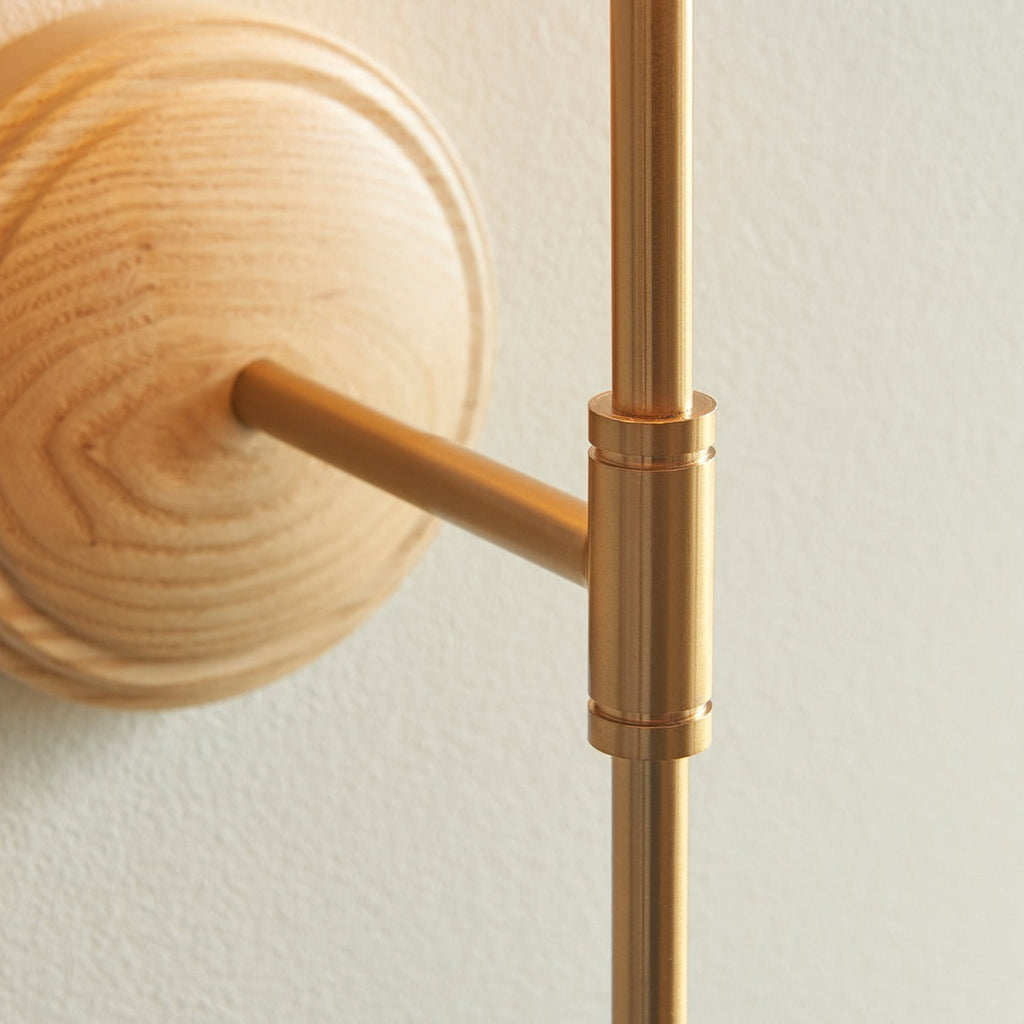 Wood T Bar 1 Wall Light - Brushed Aged Brass