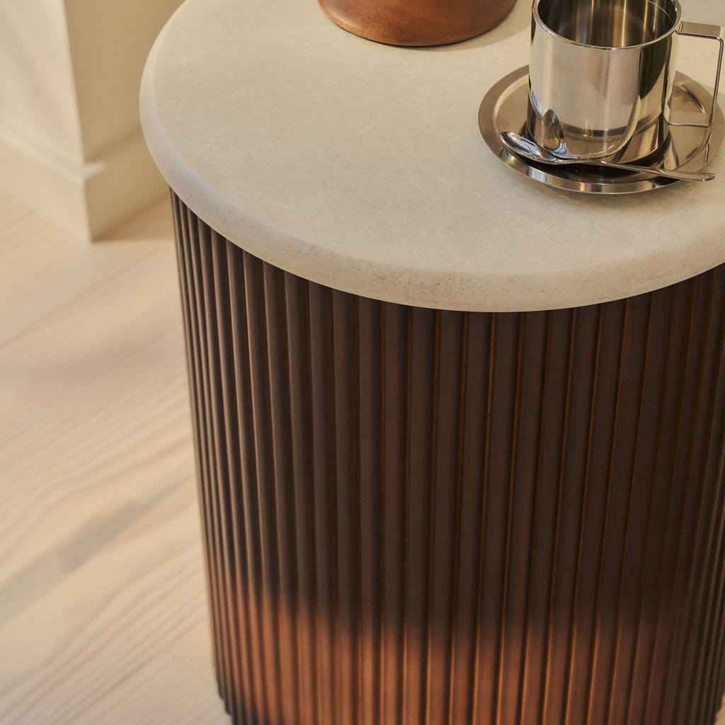 Cove - Dark Wood Ribbed Side Table