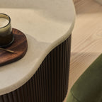 Cove - Dark Wood Ribbed Irregular Side Table