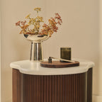 Cove - Dark Wood Ribbed Irregular Side Table