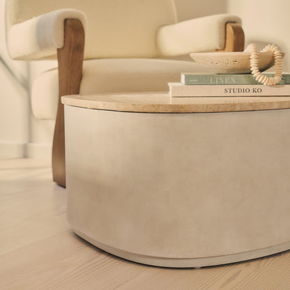 Arlo - Beige Travertine Irregular Concrete Premium Extra Large Coffee Table